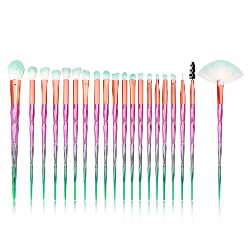 Kit com 20 Pincéis de  maquiagem multicolorido e brilhante