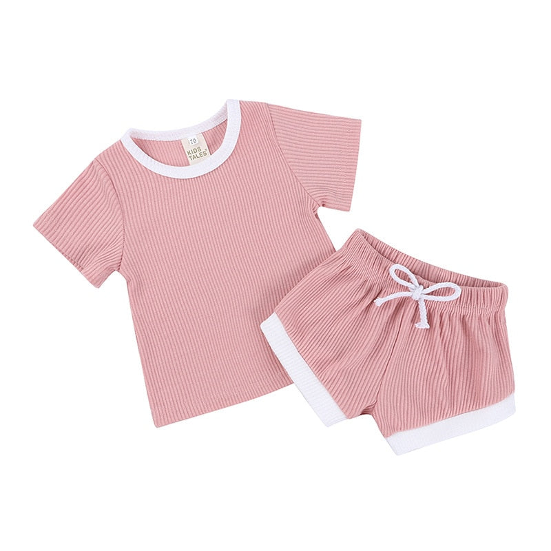 Conjunto de roupas infantil unissex de 6 meses - 4 anos short+camiseta