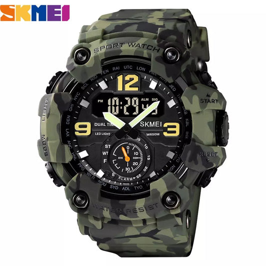 Relógio de pulso militar masculino SKMEI à prova d'água 50m com pulseira de poliuretano