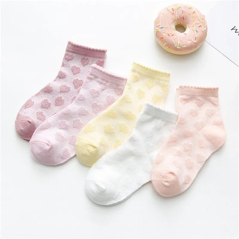 5 pares de meias infantis unissex com desenhos animados macias de algodão 0-24 meses