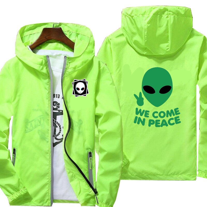Jaqueta corta-vento masculina com logo alienígena