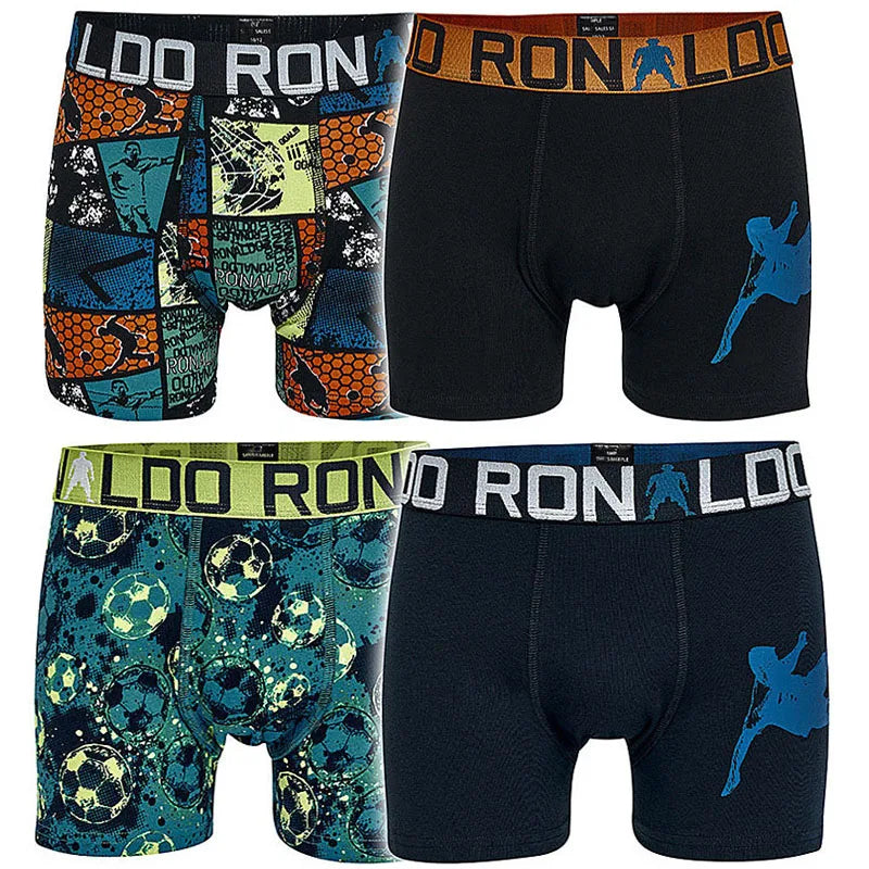 6 peças de cuecas boxers infantil masculina em algodão de alta qualidade e padrão geométrico