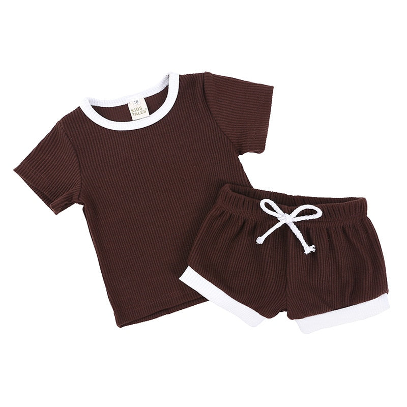 Conjunto de roupas infantil unissex de 6 meses - 4 anos short+camiseta