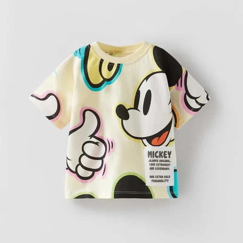 Camiseta infantil de manga curta com desenhos animados da Disney 2-7 anos