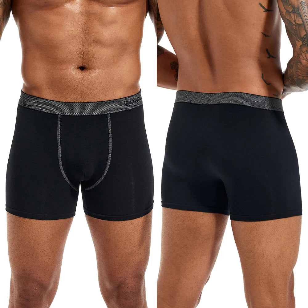 Conjunto com 5 peças de cuecas boxers masculinas em algodão e spandex