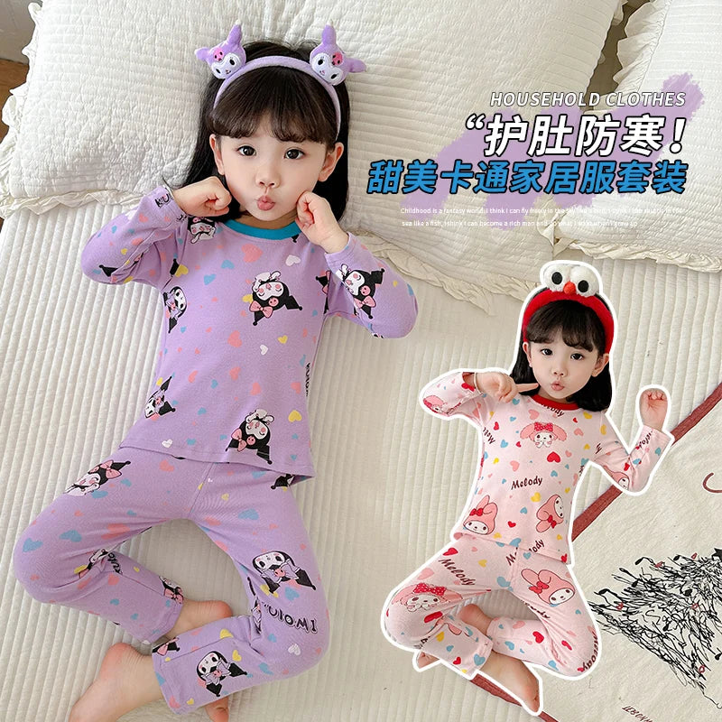 Pijama infantil feminino de anime calça + camisa de outono 14 + anos