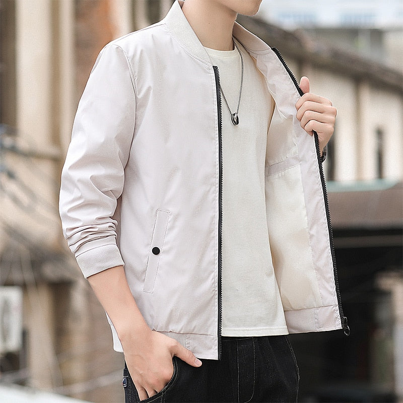 Jaqueta masculina moda coreana gola de beisebol