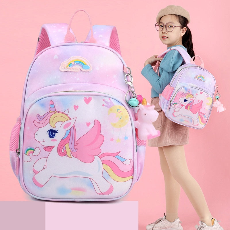 Mochila escolar de unicórnio infantil para meninas