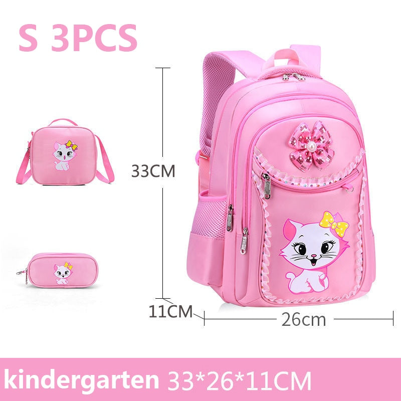 Kit escolar rosa fofa infantil para meninas mochila + estojo + bolsa pequena