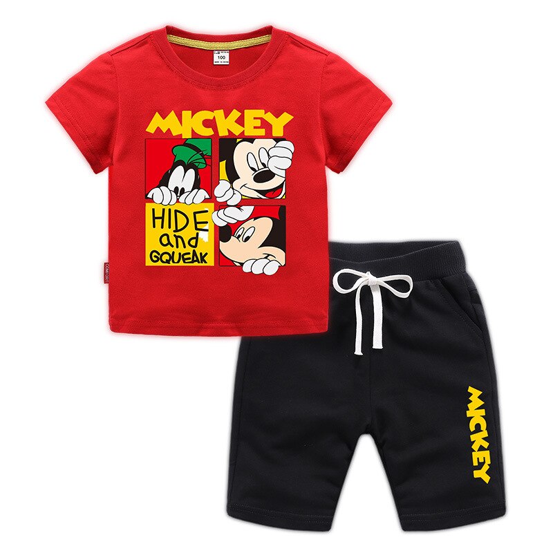 Conjunto do mickey para meninos de verão de 2 peças camiseta + short