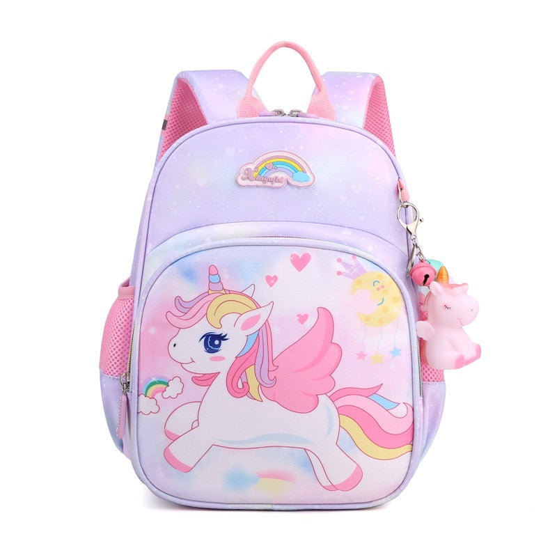 Mochila escolar de unicórnio infantil para meninas