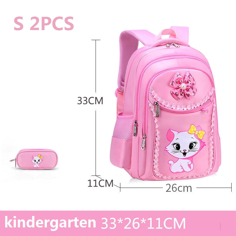 Kit escolar rosa fofa infantil para meninas mochila + estojo + bolsa pequena