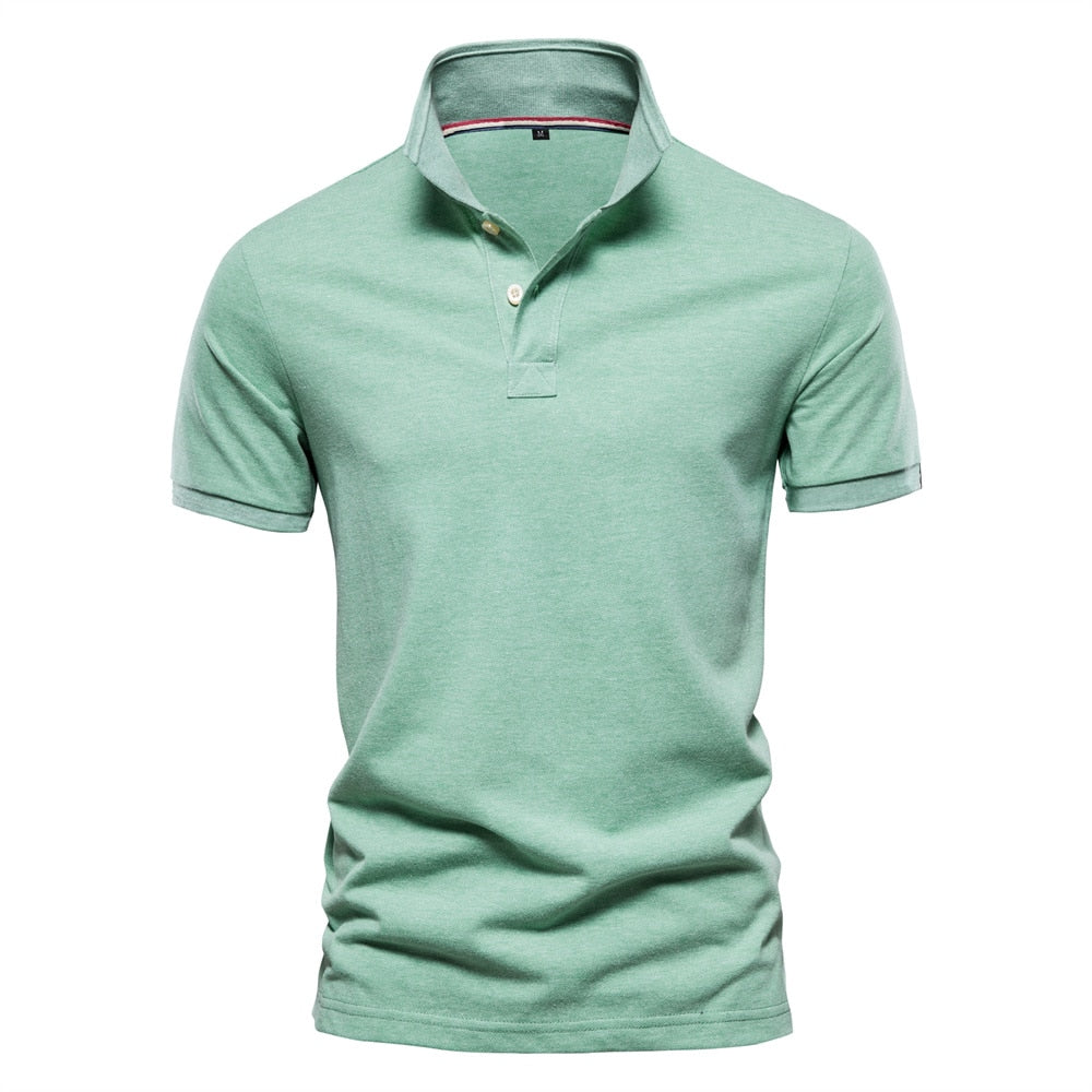 Camisetas polo masculinas AIOPESON com cor sólida de alta qualidade