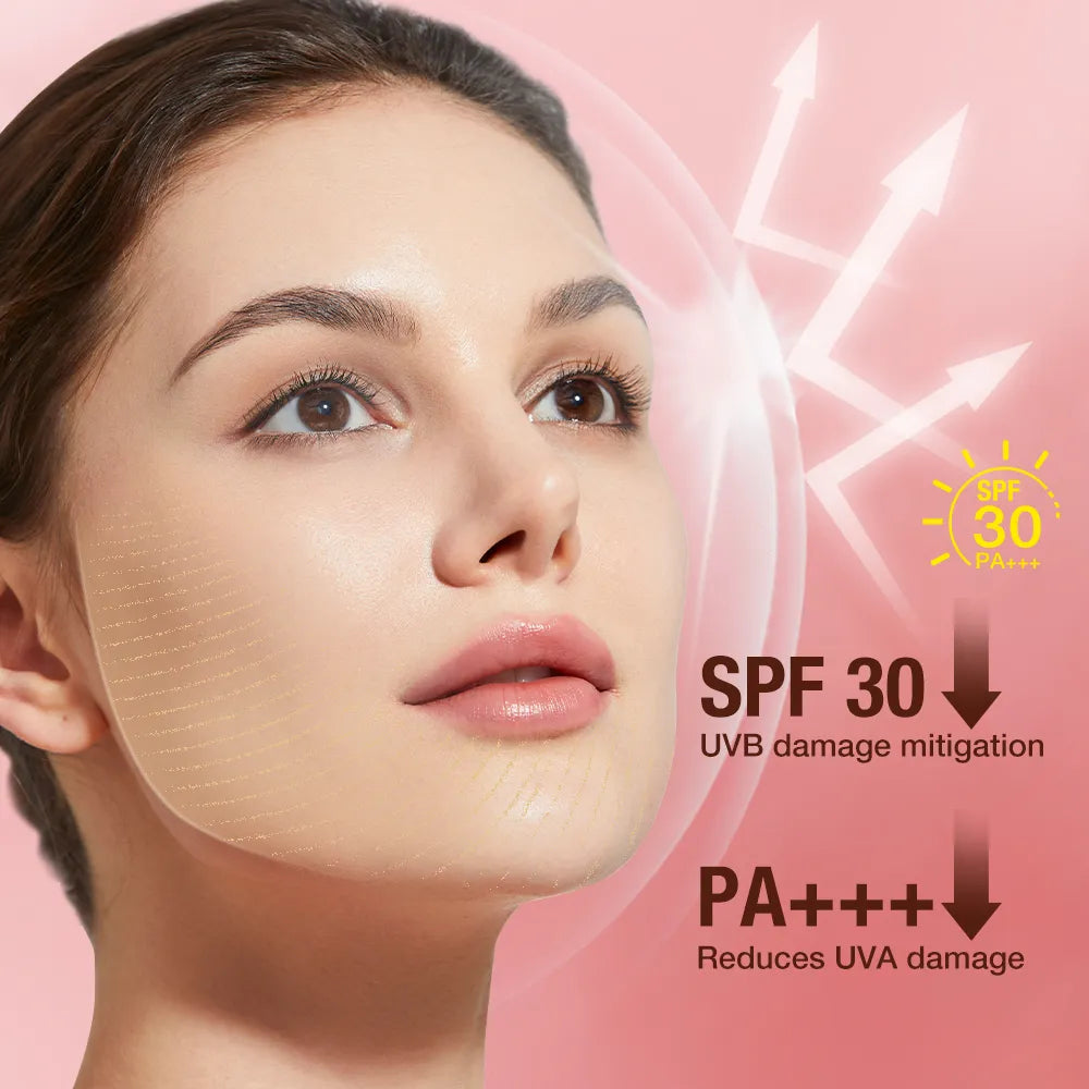 conjunto de maquiagem 3 em 1  batom blush stick FPS 30PA + pó de configuração facial