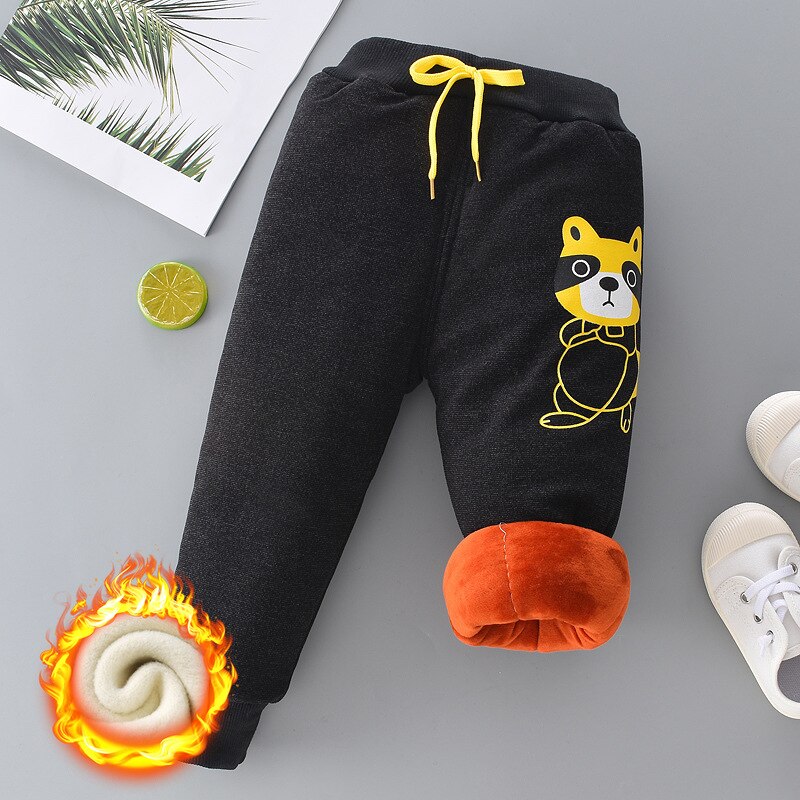 Calça infantil masculina com cintura elástica e velo acolchoado