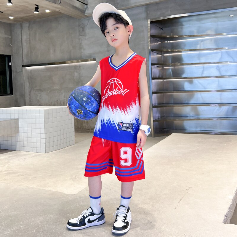 Conjuntos de roupas de basquete para crianças de 3 a 15 anos regata + short
