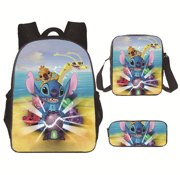 Kit escolar de 3 pçs/conjunto Lilo & Stitch bolsa+mochila+estojo