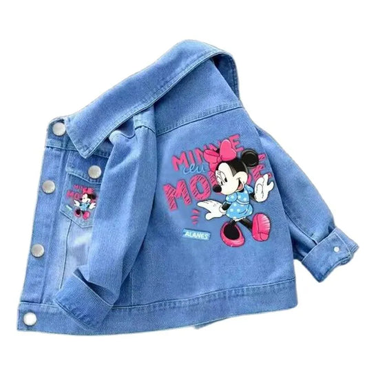 Jaquetas jeans infantis feminina com desenhos de personagens da Disney