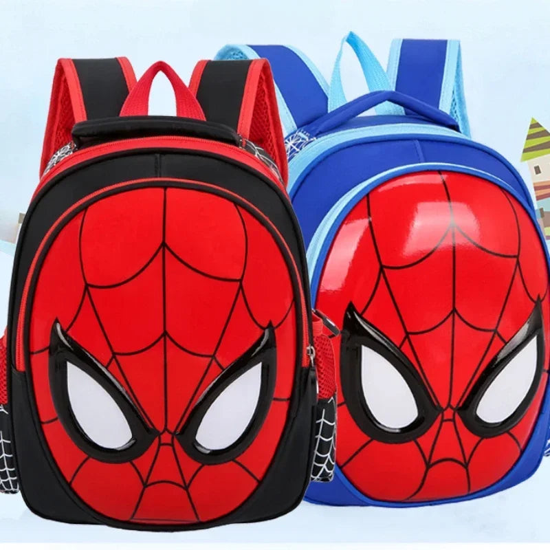 Mochila escolar infantil para meninos com o rosto em 3D do Homem-Aranha