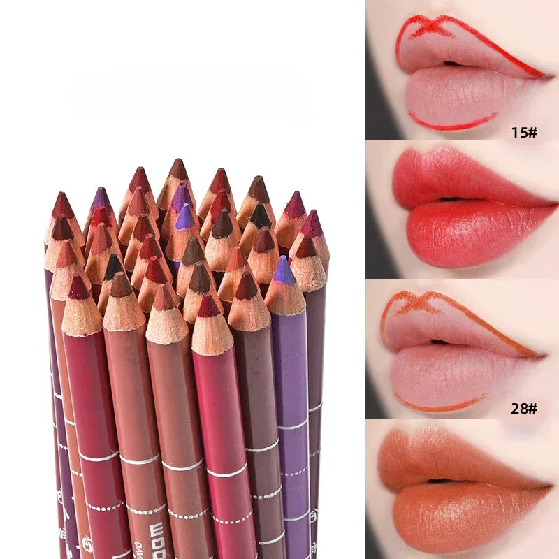 Lápis delineador macio labial com 28 opções de cores e longa duração