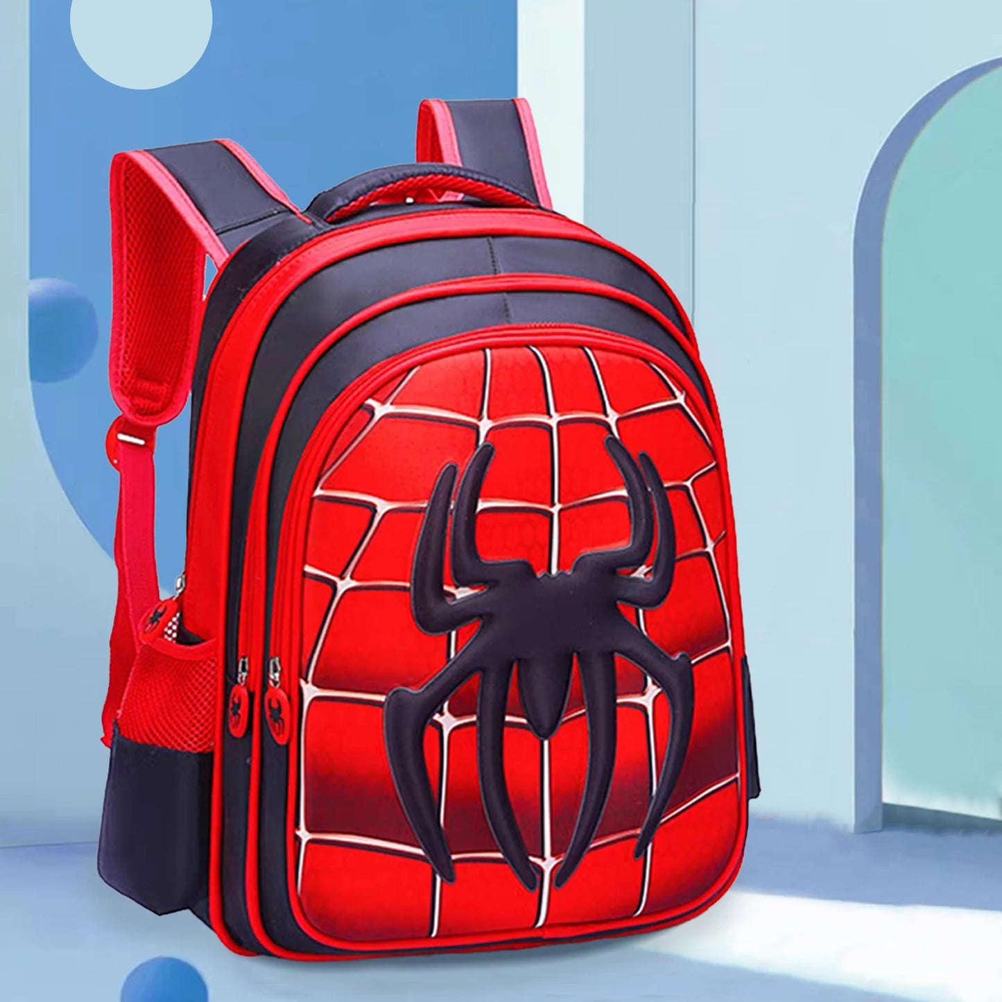 Mochila infantil escolar do homem- aranha com três compartimentos