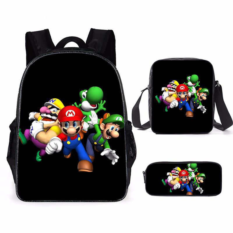 Kit escolar do Super Mario 3 peças Estojo + Bolsa + Mochila