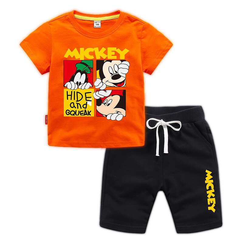 Conjunto do mickey para meninos de verão de 2 peças camiseta + short