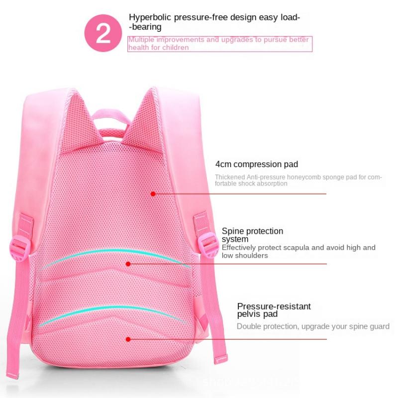 Kit escolar rosa fofa infantil para meninas mochila + estojo + bolsa pequena