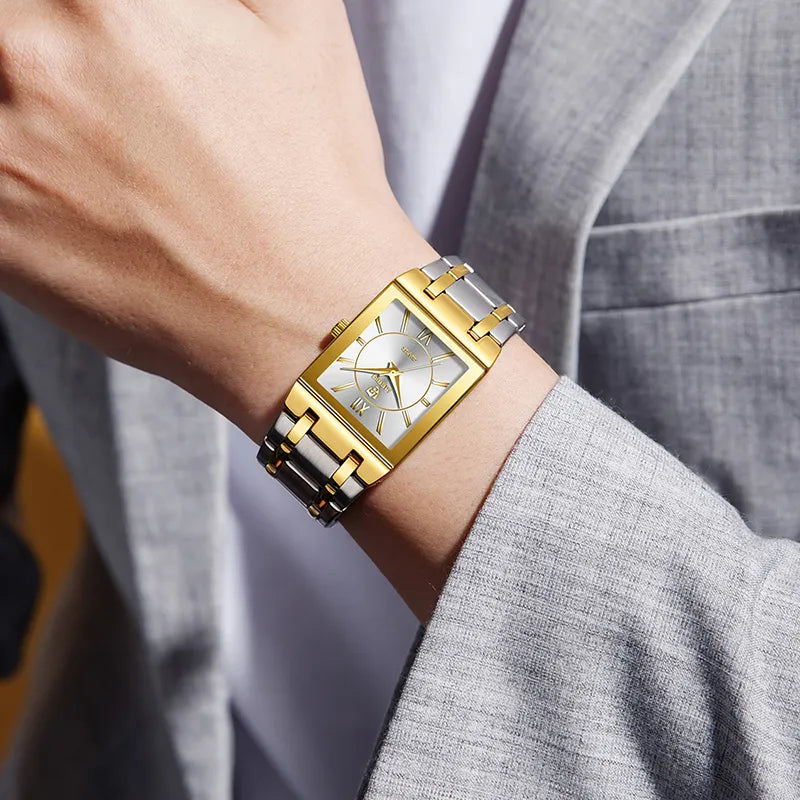 Relógio de pulso feminino de quartzo dourado 30m à prova d'água