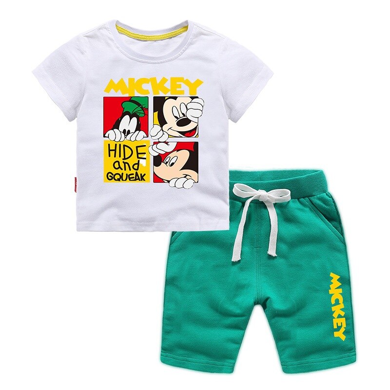 Conjunto do mickey para meninos de verão de 2 peças camiseta + short