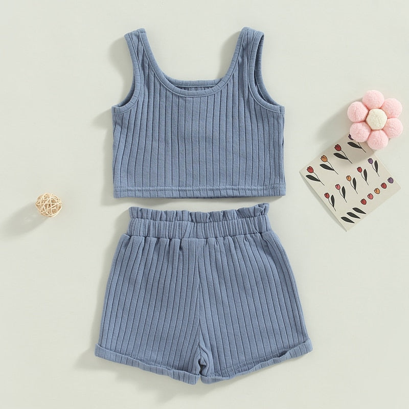 Conjunto para meninas e bebês colete com botões +short