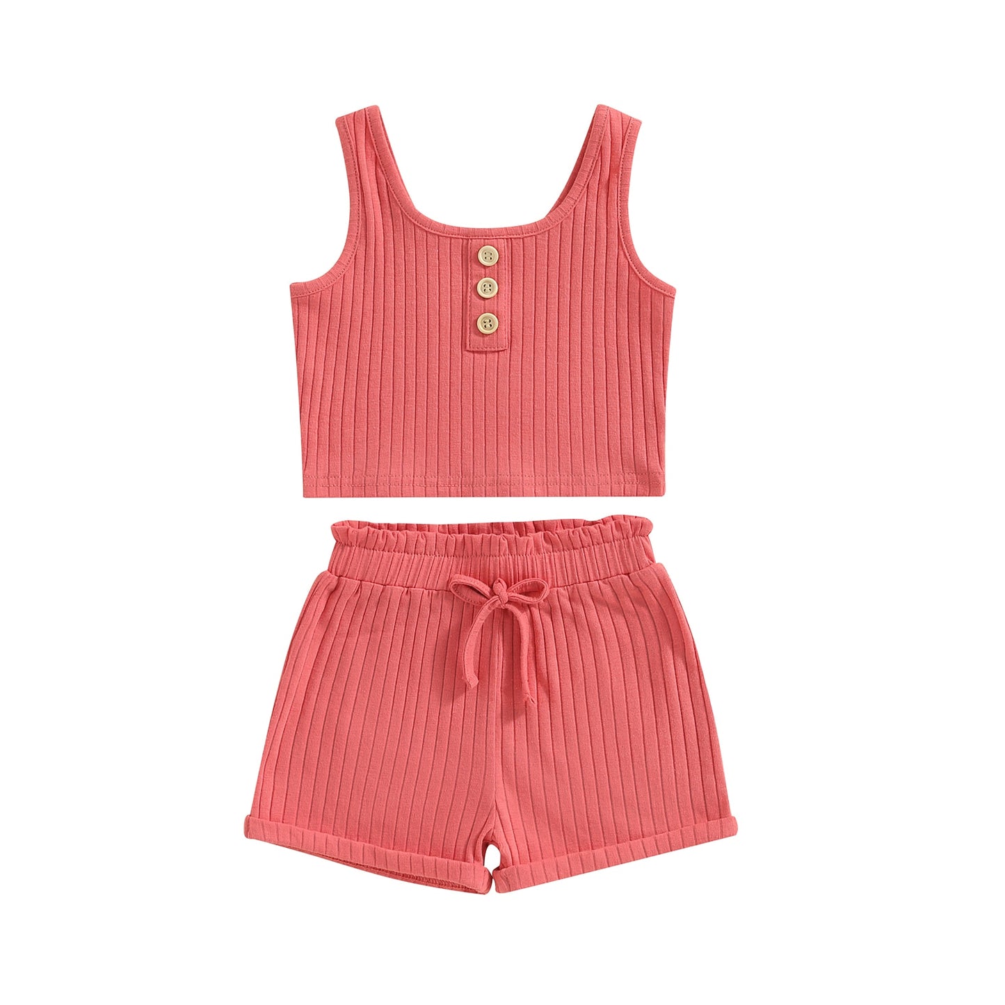 Conjunto para meninas e bebês colete com botões +short