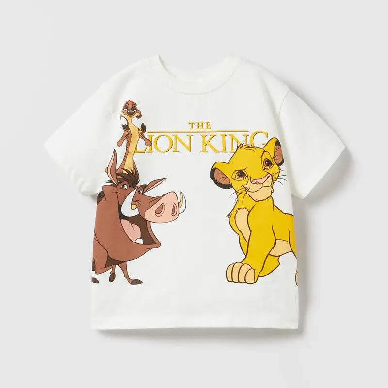 Camiseta infantil de manga curta com desenhos animados da Disney 2-7 anos