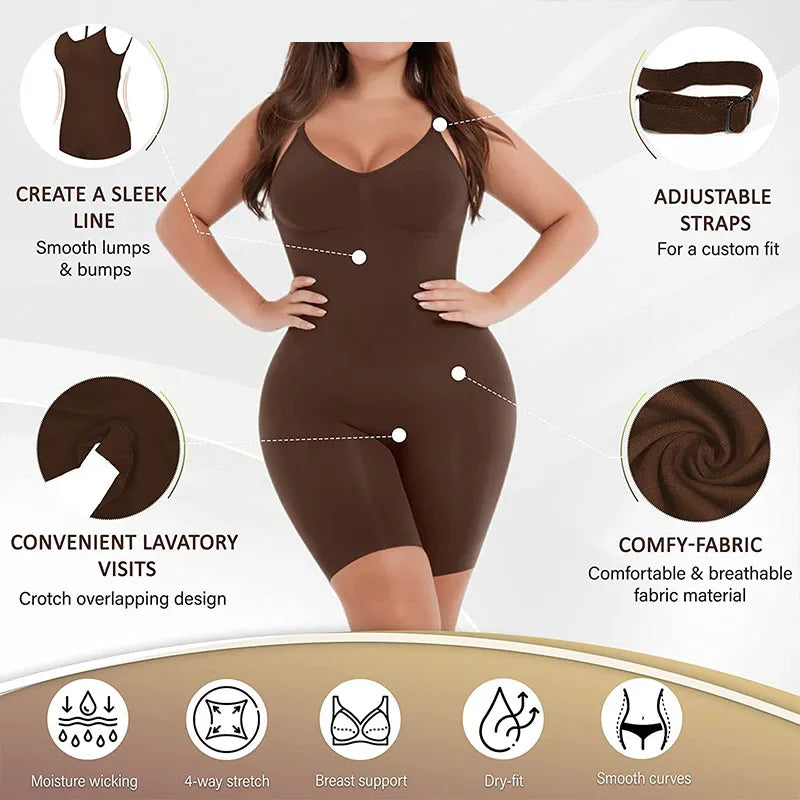 Macacão modelador de cintura feminino sem costura