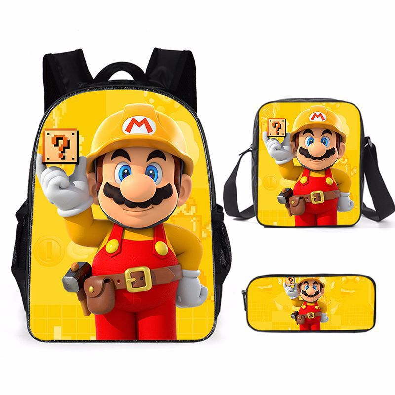 Kit escolar do Super Mario 3 peças Estojo + Bolsa + Mochila