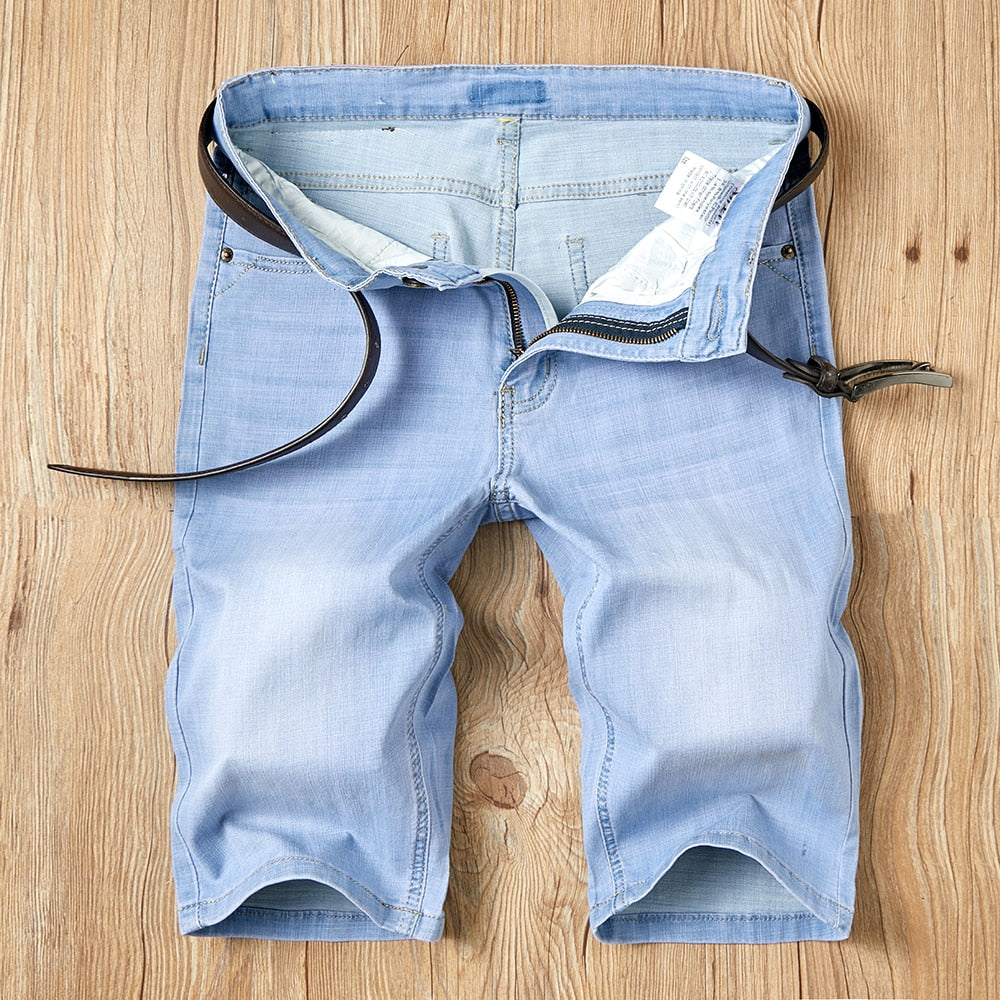 Short masculino de verão jeans stretch slim reto