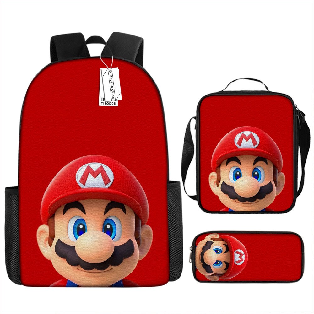 Kit escolar do Super Mario 3 peças Estojo + Bolsa + Mochila