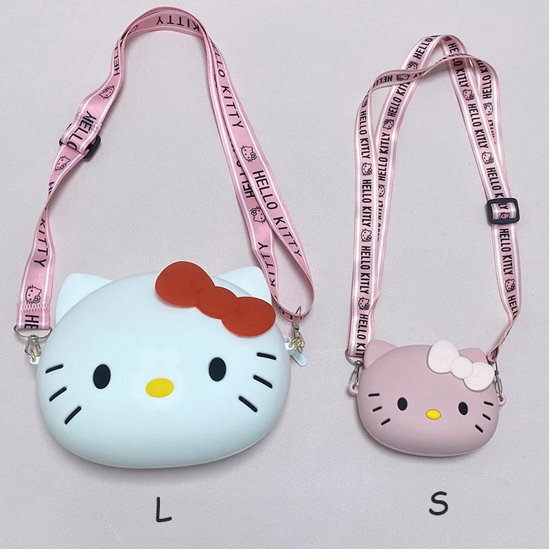 Mini bolsa infantil de ombro Hello Kitty de silicone à prova d'água