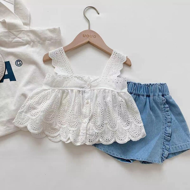 Conjuntos de roupas infantil feminino short + regata