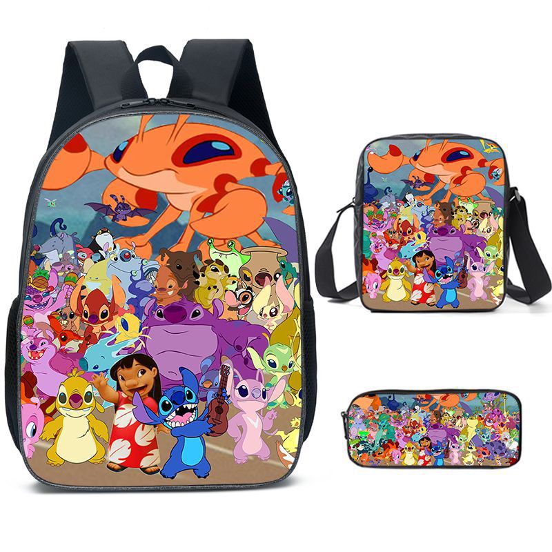 Kit escolar de 3 pçs/conjunto Lilo & Stitch bolsa+mochila+estojo