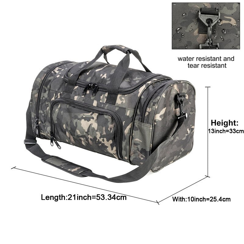 Bolsa de viagem tático militar masculino com compartimento para sapatos