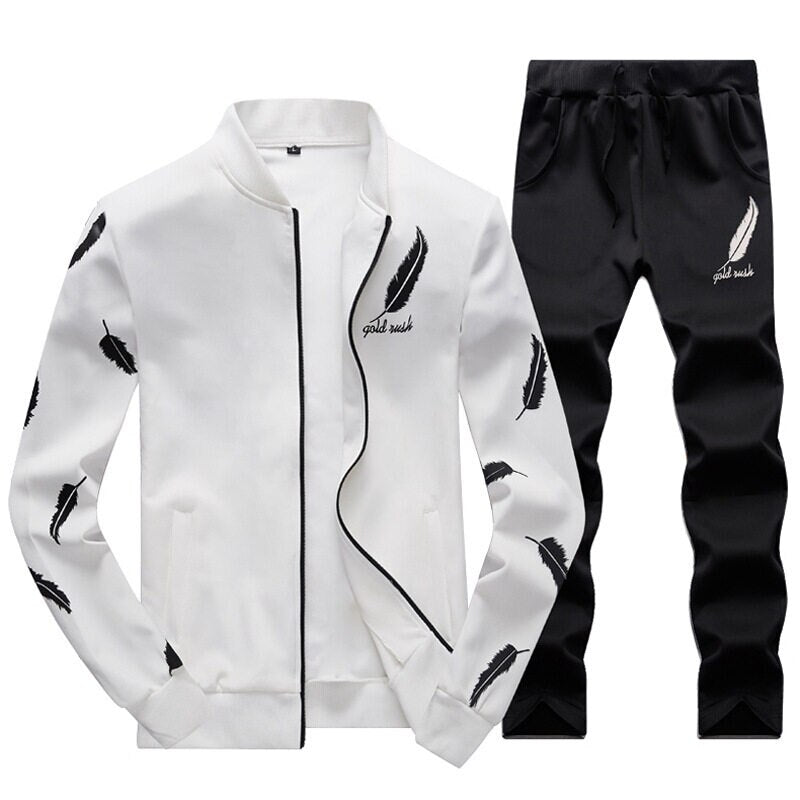 Conjunto esportivo masculino de 2 peças jaqueta + calça