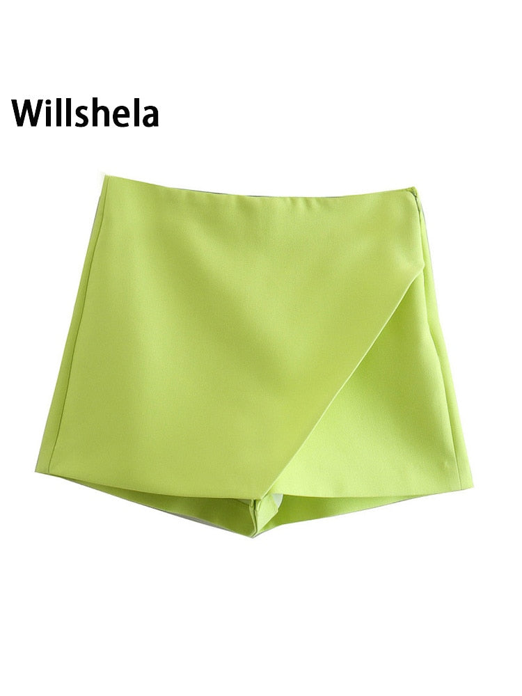 Shorts femininos Willshela com zíper lateral