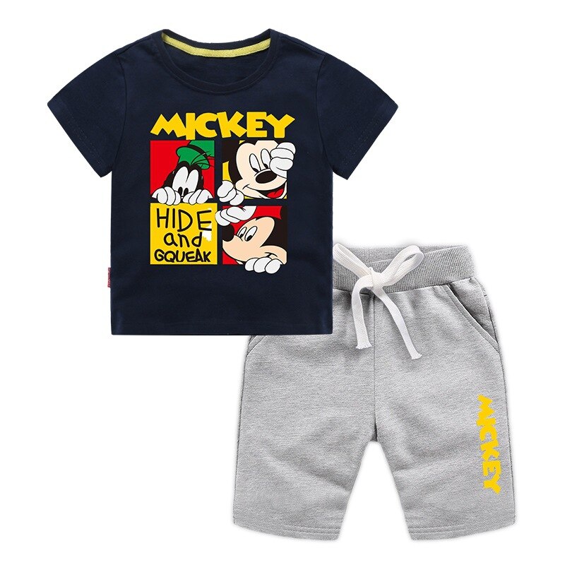 Conjunto do mickey para meninos de verão de 2 peças camiseta + short