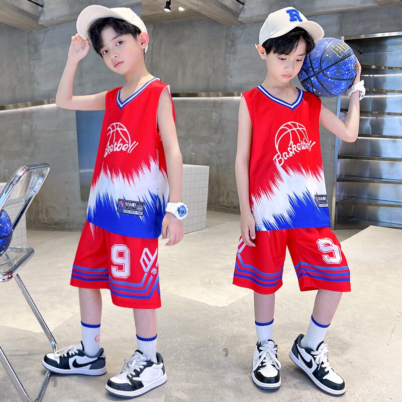 Conjuntos de roupas de basquete para crianças de 3 a 15 anos regata + short