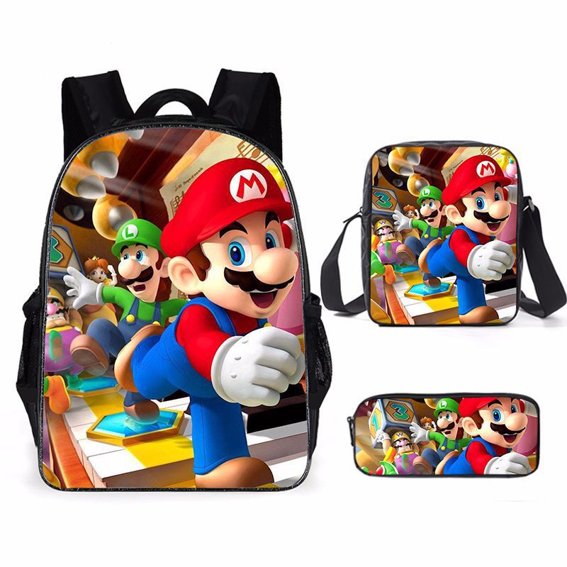 Kit escolar do Super Mario 3 peças Estojo + Bolsa + Mochila