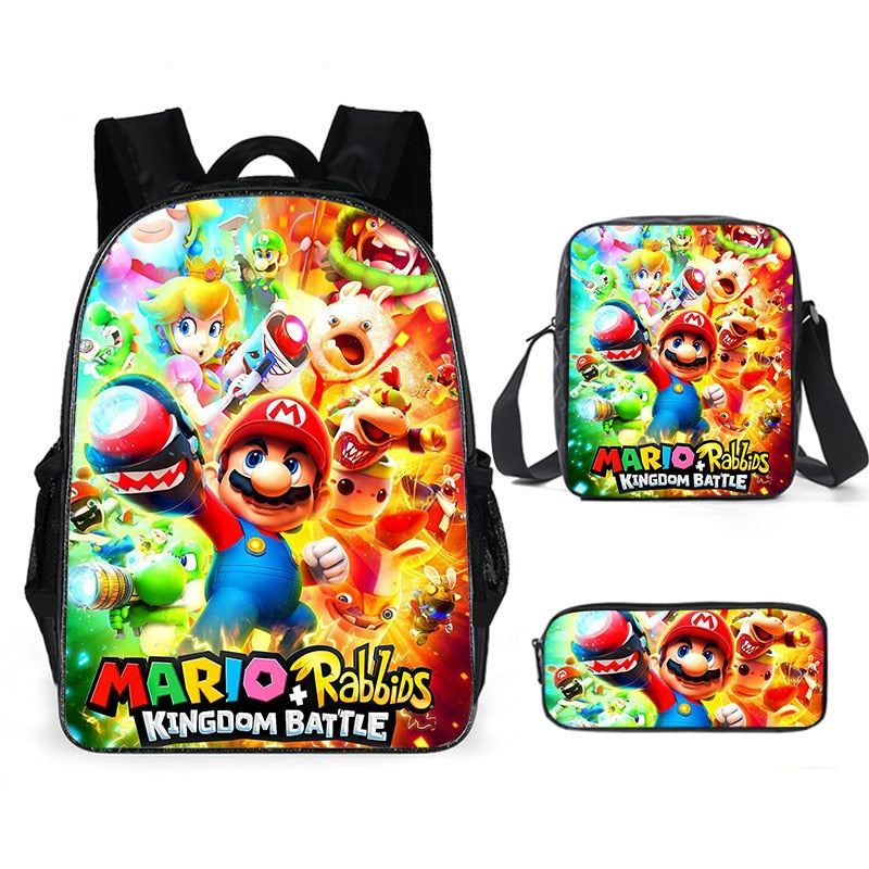 Kit escolar do Super Mario 3 peças Estojo + Bolsa + Mochila