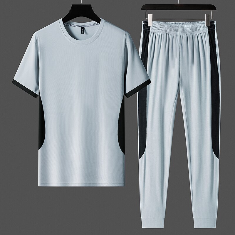 Conjunto masculino esportivo 2 peças camiseta + calça de moletom