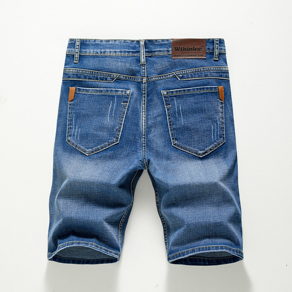 Short masculino de verão jeans stretch slim reto
