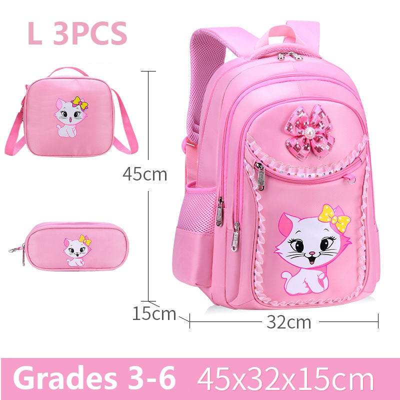 Kit escolar rosa fofa infantil para meninas mochila + estojo + bolsa pequena